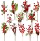Christmas Flowers Assorted Red Berry Picks and Sprays for Christmas Tree Filler Floral Arrangement DIY Wreath Winter Holiday Season Décor